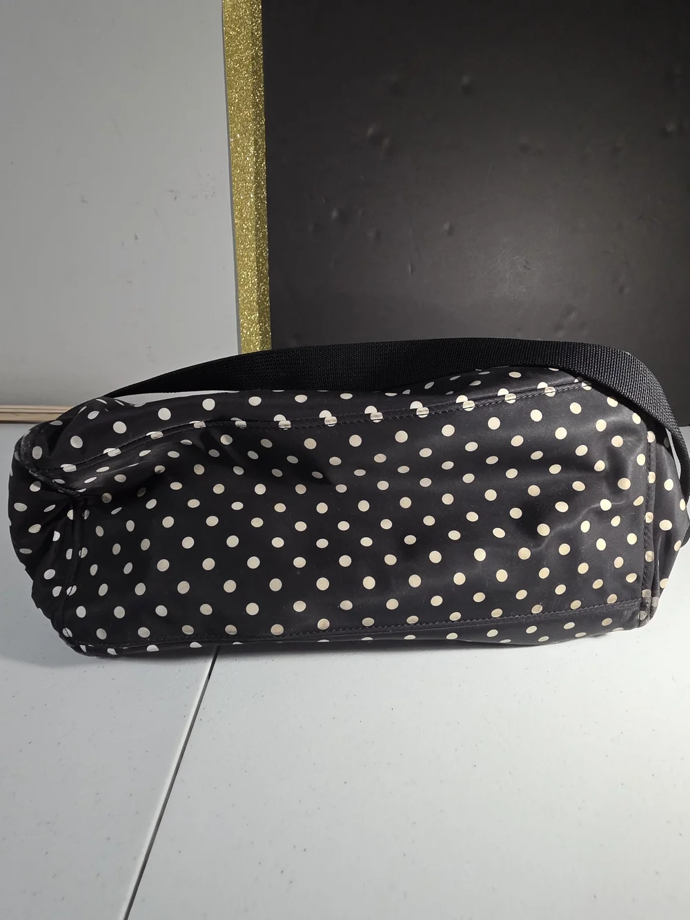 kate spade Black and White Polka Dot Baby Bag Tote Diaper Bag Needs Repair*